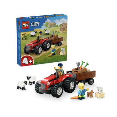 LEGO City: Красный фермерский трактор с прицепом
