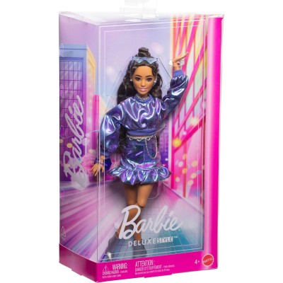 Barbie: Păpușa cu rochie albastru metalic ''Deluxe Style''
