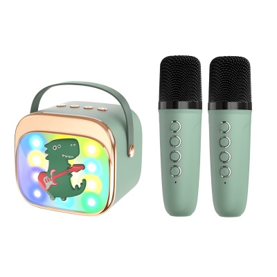 Колонка с 2 микрофонами и LED-подсветкой, зелёная