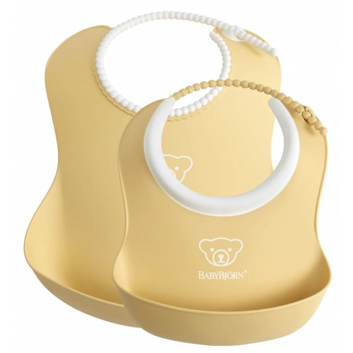 BabyBjorn Комплект нагрудников Baby Feeding Set Powder, желтый (2 шт.)