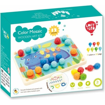 Lucy&Leo Mozaic cu penseta si broderie - set de joc din lemn cu modele