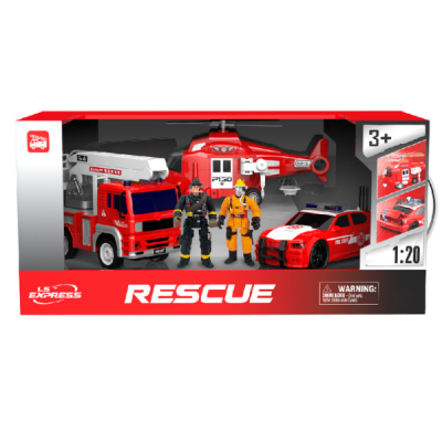 Wenyi Набор пожарных машин с трением, свет и звук, 1:20