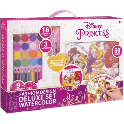 Make it Real: Carte de colorat cu acuarelă "Disney Princess: Fashion Design"