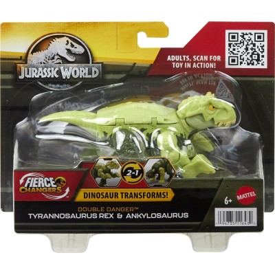 Mattel Jurassic World: Fierce Changers Double Danger - Figurina  Tyrannosaurus Rex & Ankylosaurus