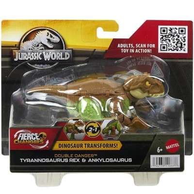 Mattel Jurassic World: Fierce Changers Double Danger - Figurina Tyrannosaurus Rex & Ankylosaurus