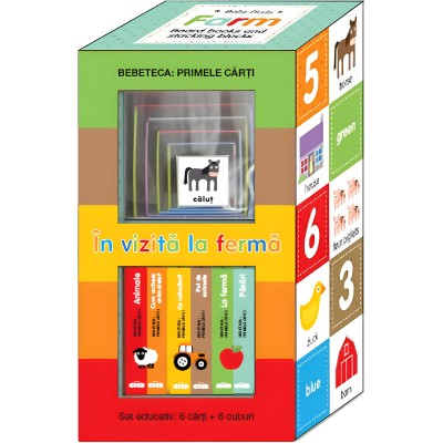 Обучающий набор из 6 книг и 6 кубиков ''На ферме'' (рум.)