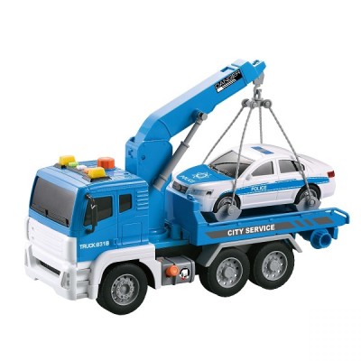 Wenyi 1:12 Evacuator cu inertie si masina de politie (lumina / sunet)