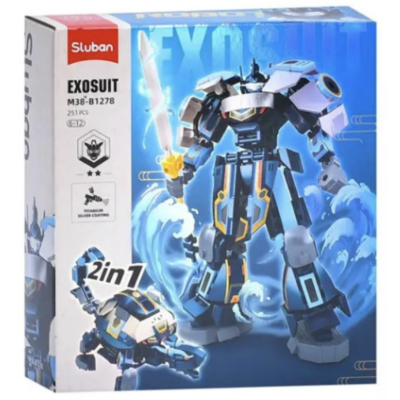 Sluban Constructor ''Robot - Broască țestoasă neagră 2 in 1",251 elem.