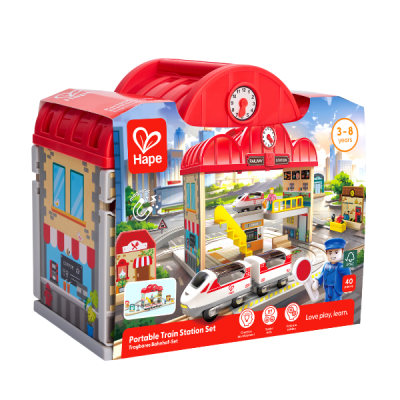 Hape Портативный игровой набор "Железнодорожная станция", 40 элем.