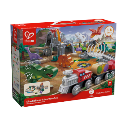 Hape Set de joc "Aventura caii ferate cu Dinozauri"