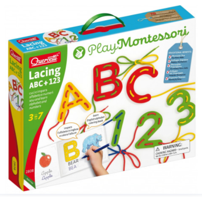 Quercetti Мозайка Игра-шнуровка "Montessori ABC+123"